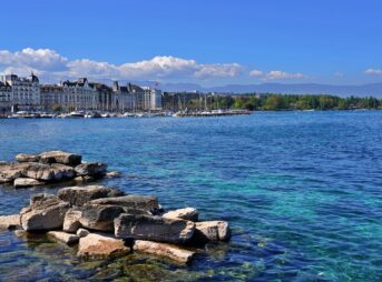 lake, rocks, harbor