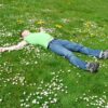 High Angle View of Lying Down on Grass