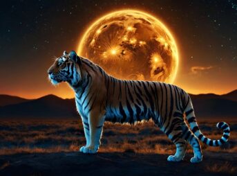 ai generated, tiger, moon